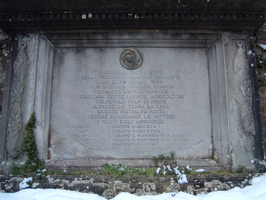 Lapide commemorativa della Fattoria di Querceto, in memoria delle vittime del 14 luglio 1944.
