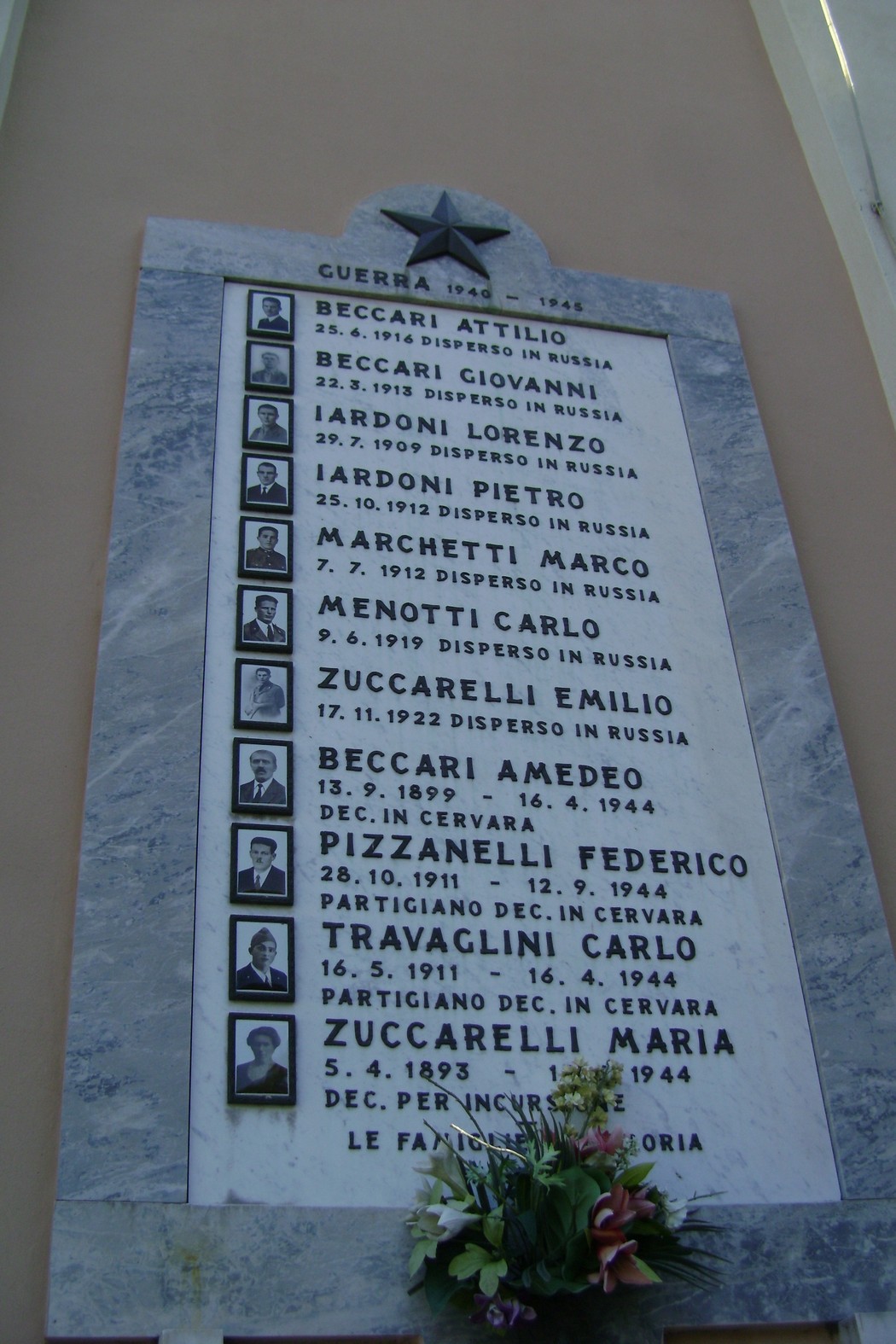 Lapide commemorativa dei caduti di Cervara, onore ai soldati dispersi in guerra.