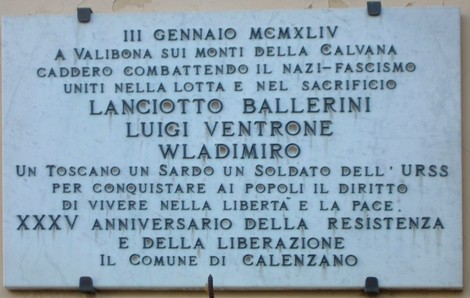 Lapide commemorativa a Valibona in onore dei caduti contro il nazifascismo e per la libertà.