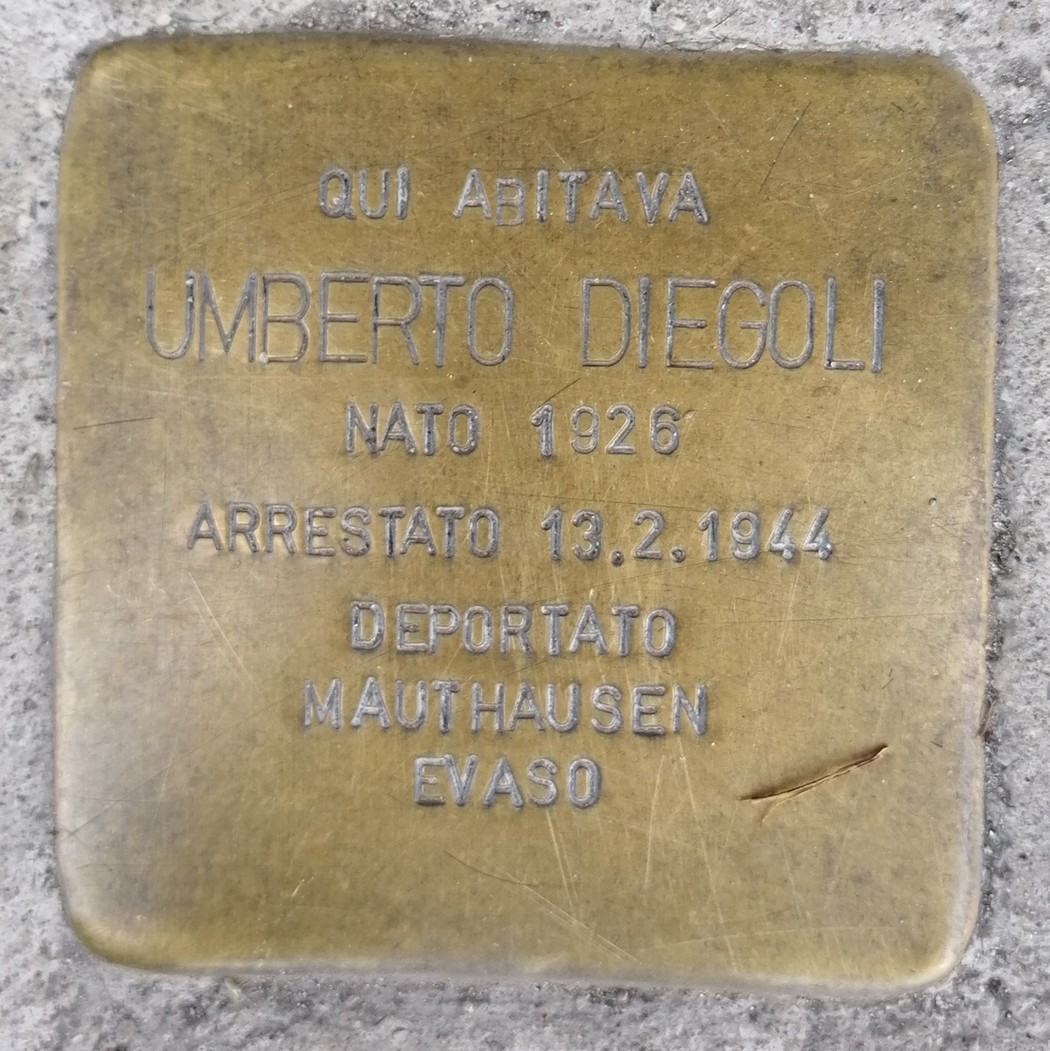 Pietra d'inciampo dedicata a Umberto Diegoli, arrestato nel 1944 e deportato a Mauthausen.
