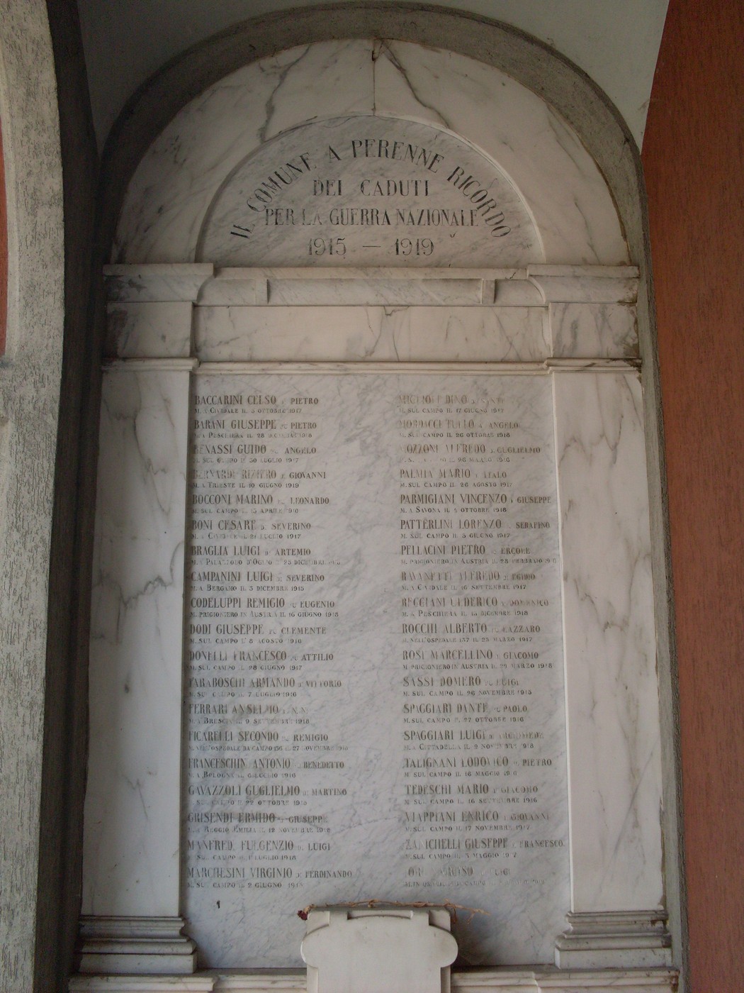 Lapidi commemorative ai caduti di Sant'Ilario d'Enza durante la Prima guerra mondiale 1915-1918.