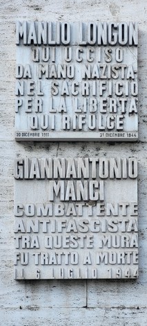 Lapidi commemorative di Manlio Longon e Giannantonio Manci, dedicati ai caduti per la libertà.