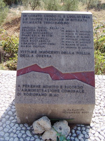 Cippo del Saracino: monumento in memoria delle vittime innocenti della guerra, eretto a Rosignano Marittimo.