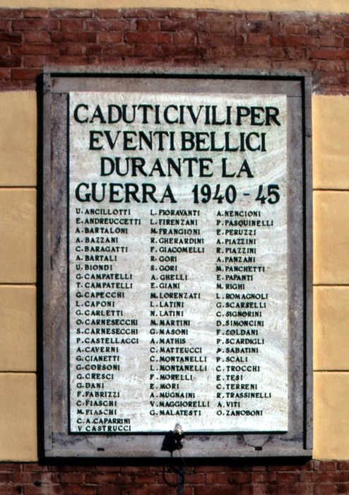 Lapidi commemorative dedicati ai caduti durante la Seconda Guerra Mondiale, eventi bellici 1940-45.