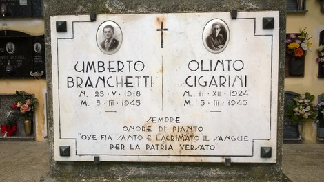 Lapide commemorativa di Umberto Branchetti e Olinto Cigarini, onore ai caduti in guerra.