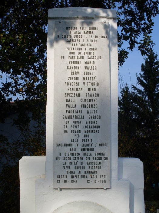 Monumento ai partigiani Sassolesi, commemorazione dei caduti nella resistenza contro il nazifascismo.