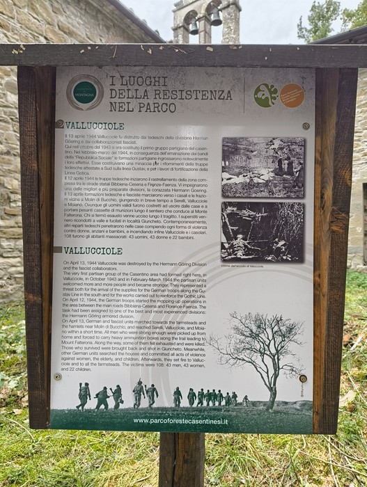 Oratorio di Vallucciole: un luogo storico immerso nella natura, testimone della resistenza nel Parco delle Foreste Casentinesi.