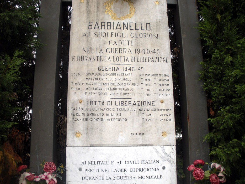 Monumento ai caduti di Barbianello, dedicato ai soldati della Seconda Guerra Mondiale e alla lotta di liberazione.