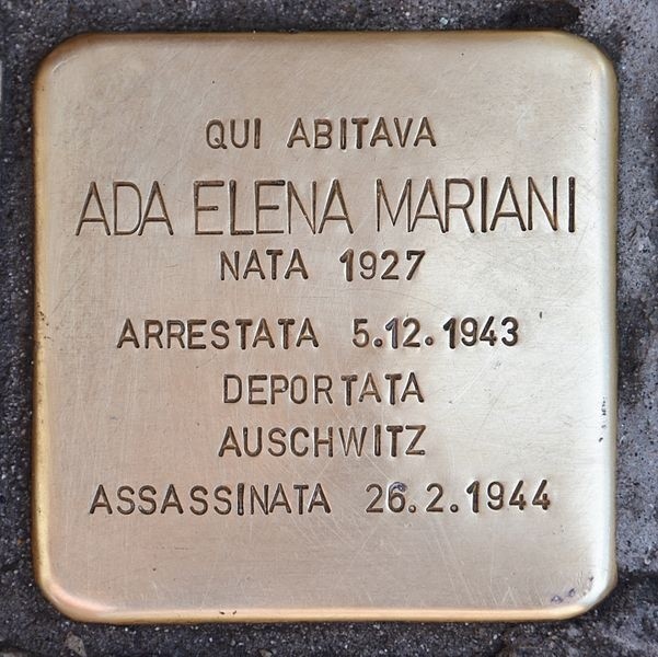 Pietre d'inciampo in memoria della famiglia Melli - Mariani, commemorano la storia di Ada Elena Mariani.