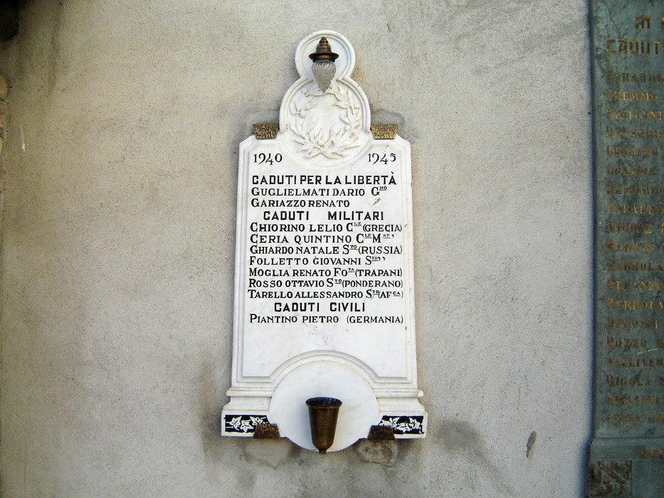 Lapidi commemorative dei caduti di Ponderano, onore alla memoria e sacrificio dei combattenti.
