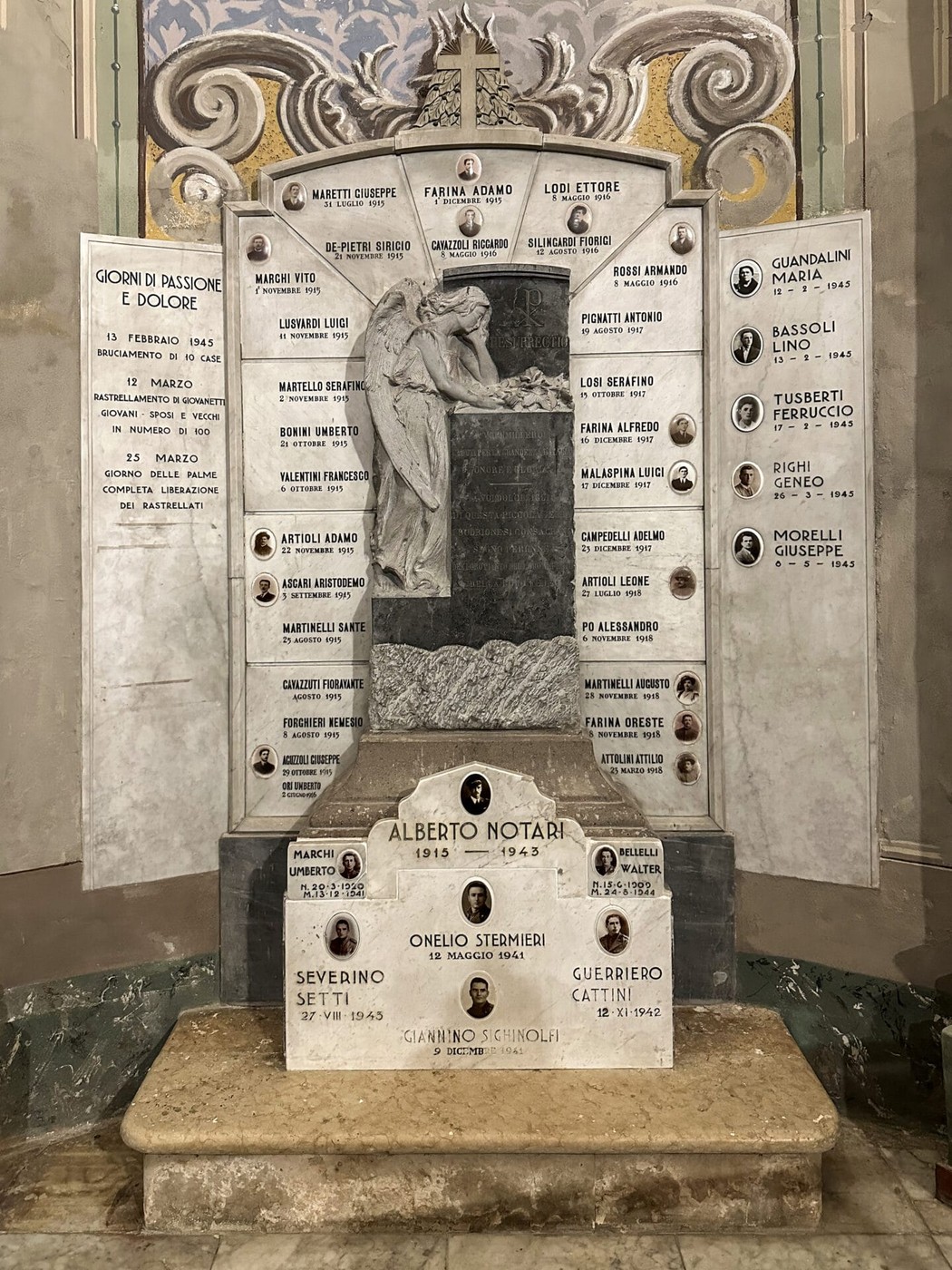 Monumento ai caduti di Budrione, onore ai soldati che hanno sacrificato la vita per la patria.