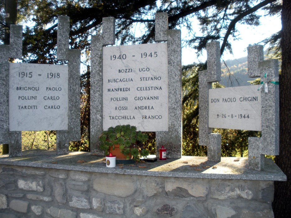 Monumento ai caduti di San Martino, commemorazione dei militari, con nomi incisi su pietra e decorazioni floreali.