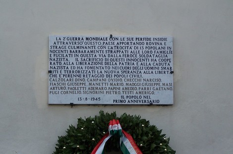 Lapide commemorativa dedicata ai 13 martiri della Resistenza contro il nazifascismo. 13 agosto 1945.
