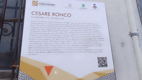Pietra d'inciampo dedicata a Cesare Ronco, commemorazione storica e culturale per la memoria delle vittime.