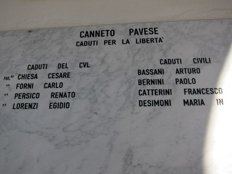Monumento ai caduti di Canneto Pavese, omaggio ai militari e civili che hanno sacrificato la vita per la libertà.