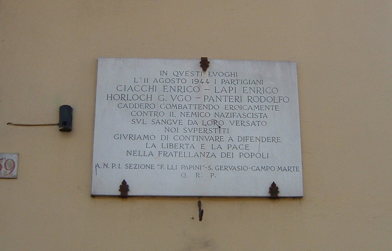 Lapide commemorativa dei partigiani caduti nella lotta contro il nazifascismo il 11 agosto 1944.