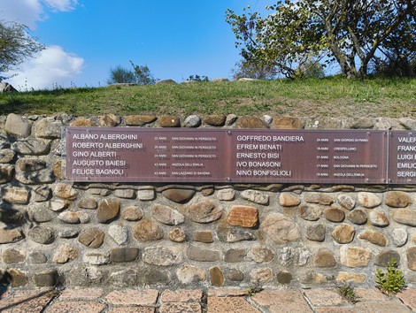Monumento ai partigiani caduti a Monte Sabbiuno, dedicato alla memoria dei protagonisti della Resistenza.