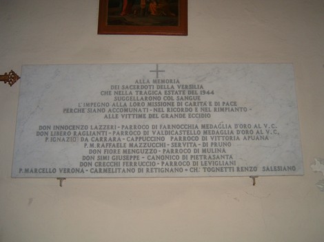Chiesa di Sant'Anna di Stazzema, luogo memoriale della strage del 1944, simbolo di pace e commemorazione.
