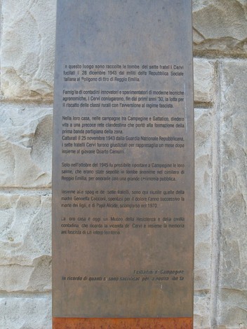 Sacrario della famiglia Cervi, luogo di memoria dedicato ai sette frati perseguitati durante il regime fascista.