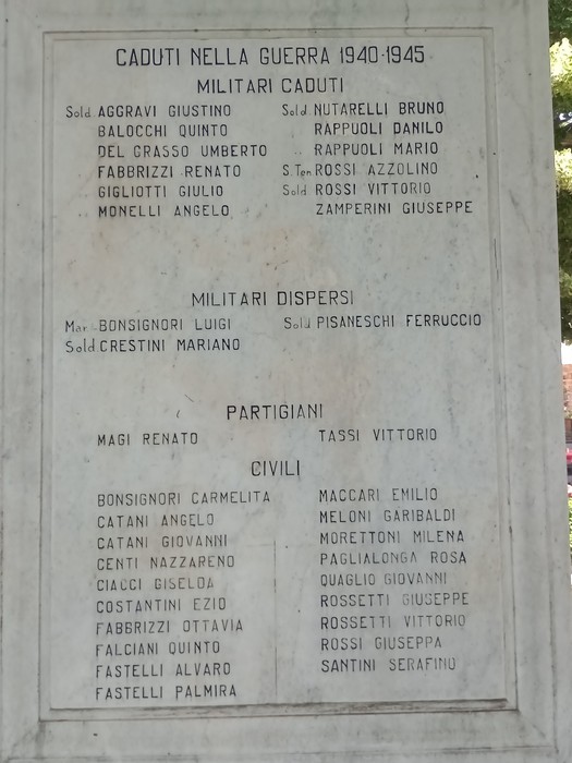 Monumento ai Caduti di Radicofani, commemorazione dei militari e partigiani delle guerre 1940-1945.