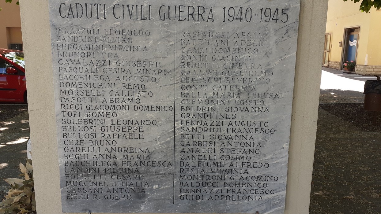 Monumento ai caduti di Mordano dedicato ai civili della guerra 1940-1945, con i nomi dei caduti incisi.