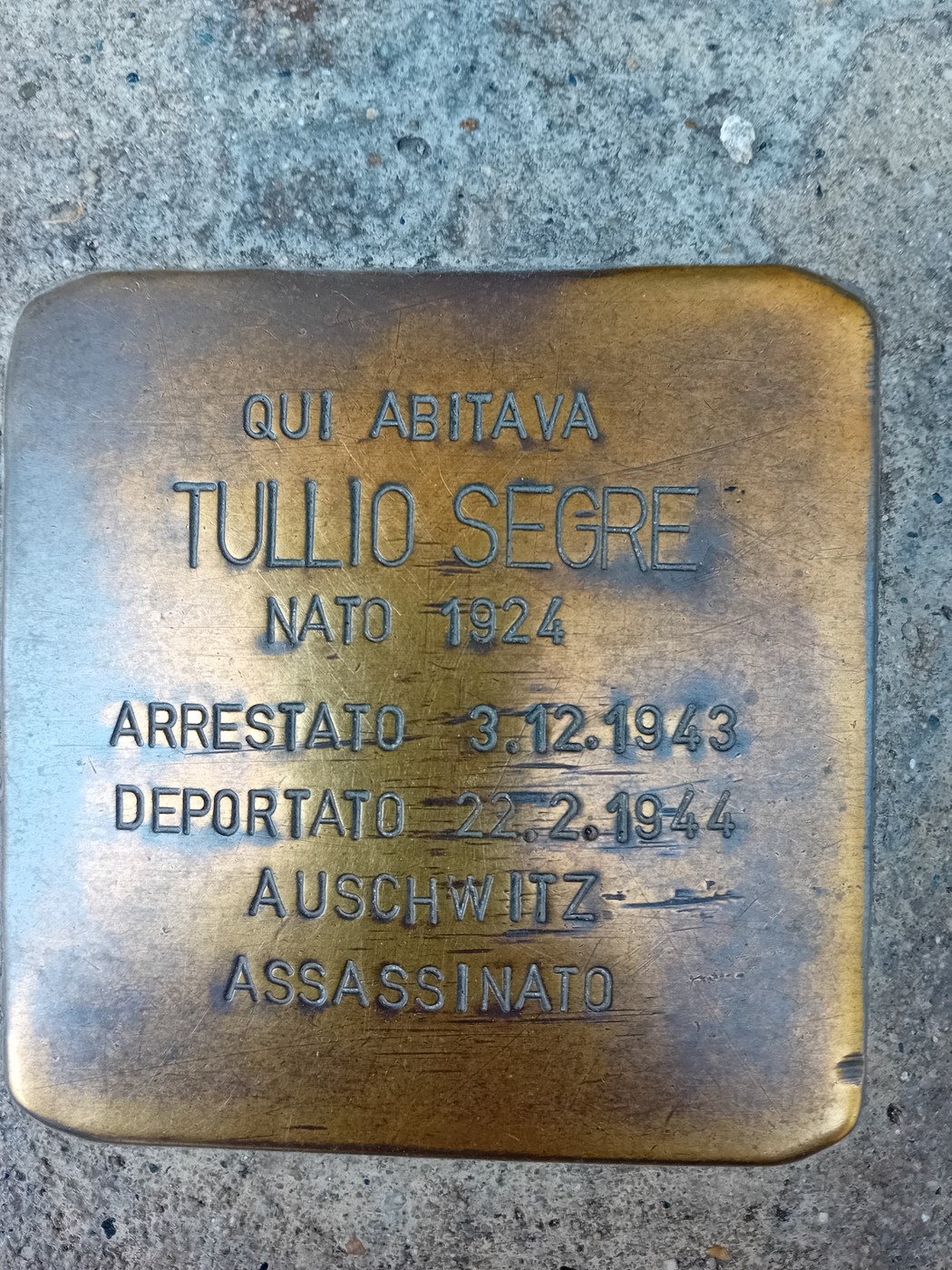 Pietra d'inciampo alla famiglia Momigliano - Segre, Comune di Torino (TO), foto 1