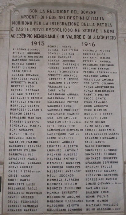 Lapide commemorativa ai Caduti di Castelnovo di Sotto, in onore di coloro che sacrificarono la vita per l'Italia.