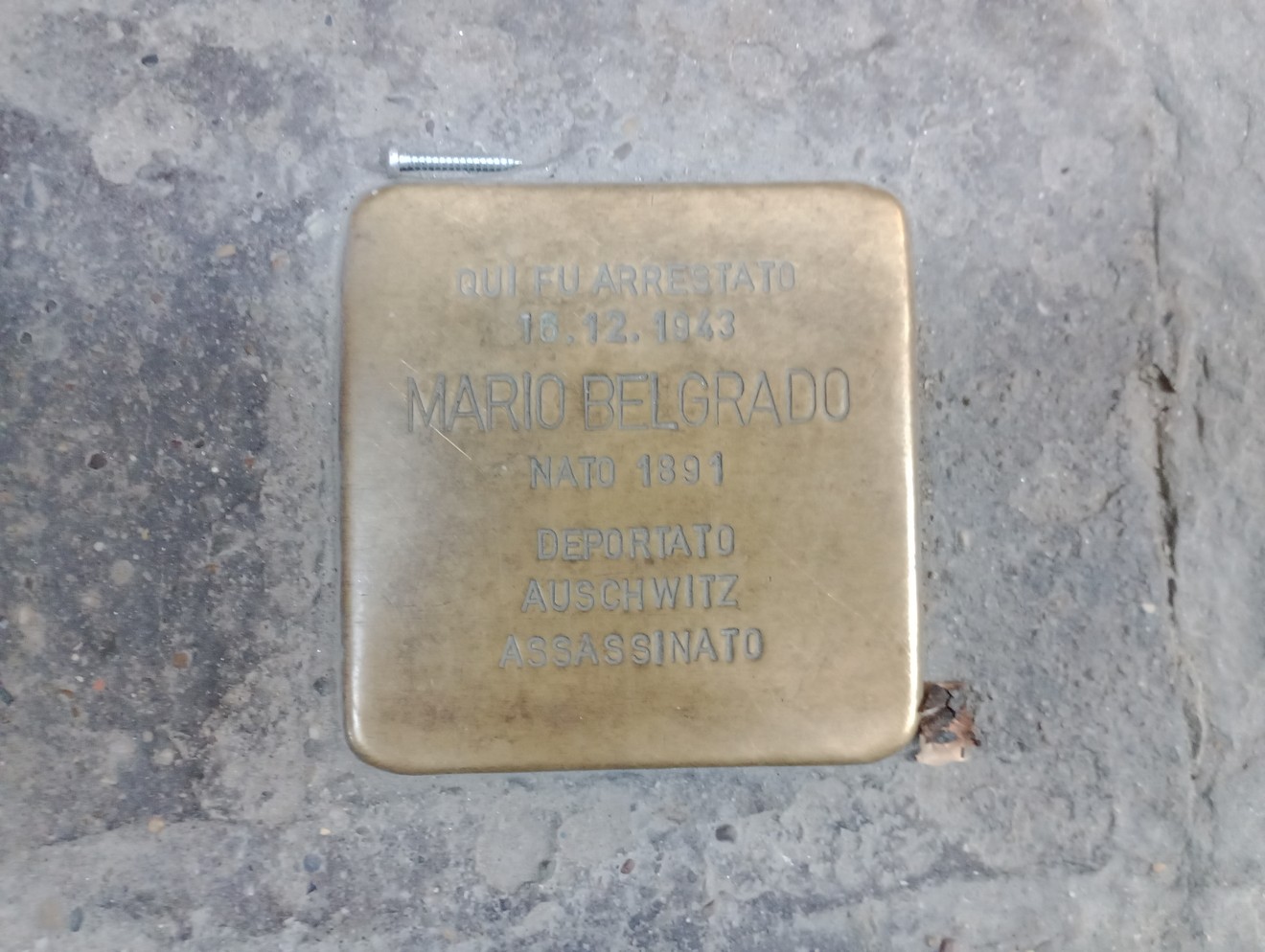 Pietra d'inciampo a Belgrado, commemorazione delle vittime dell'Olocausto, con dettagli sulla deportazione.