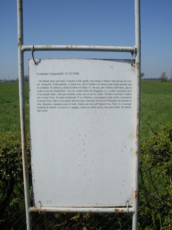 Cippo dedicato a Campedelli, commemorativo per il suo contributo e la sua dedizione al territorio locale.