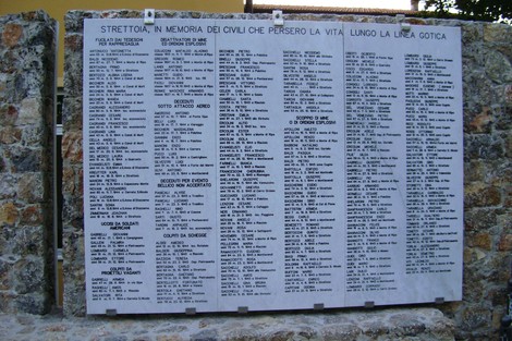 Lapide commemorativa dei civili caduti lungo la Linea Gotica, a Strettoia, in memoria delle vittime.