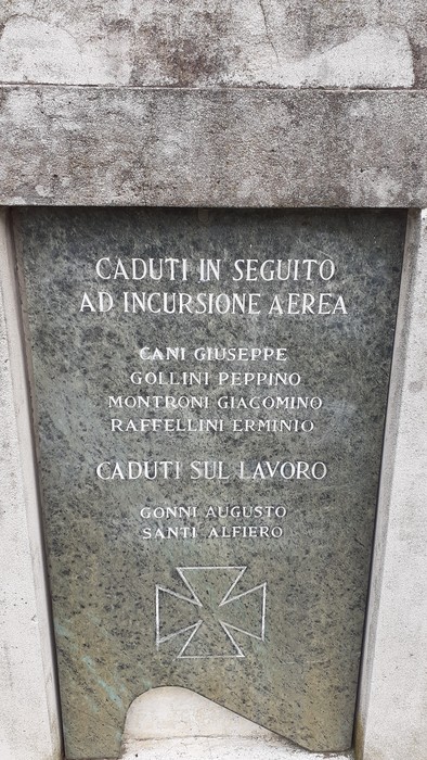 Monumento commemorativo dedicato ai caduti della Cogne, onore ai sacrifici per la patria.
