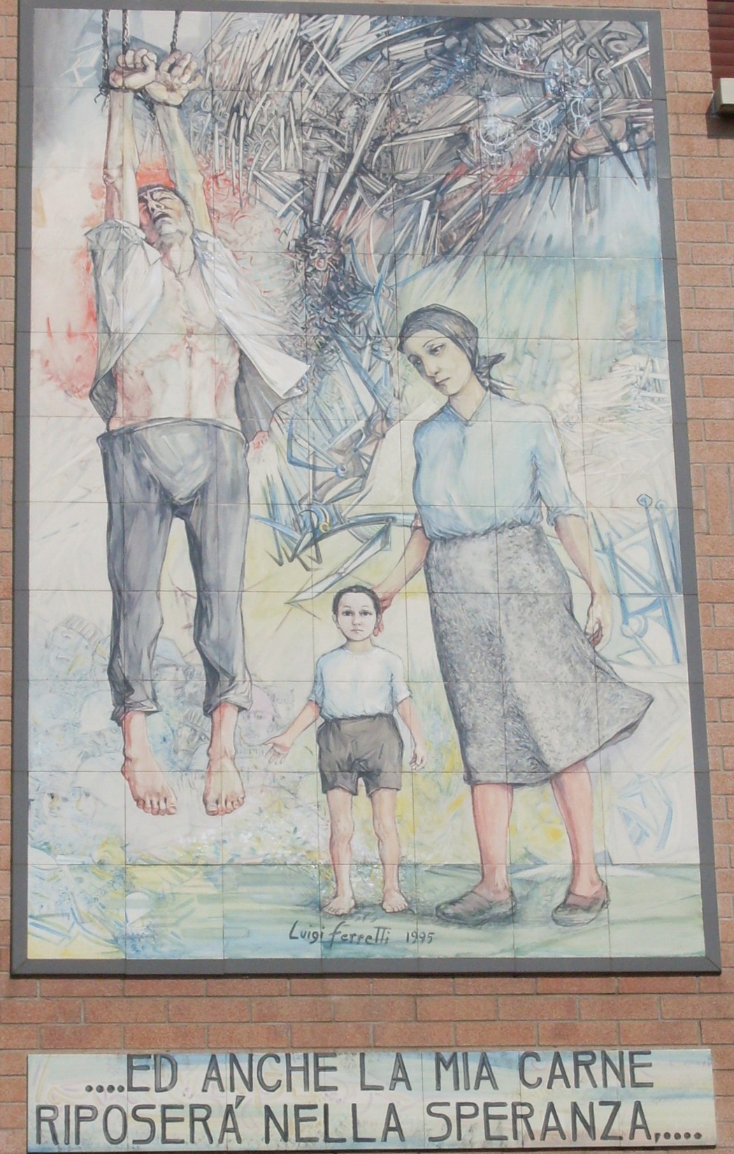 Murale commemorativo che onora i caduti nella lotta per la libertà, simbolo di speranza e resilienza.