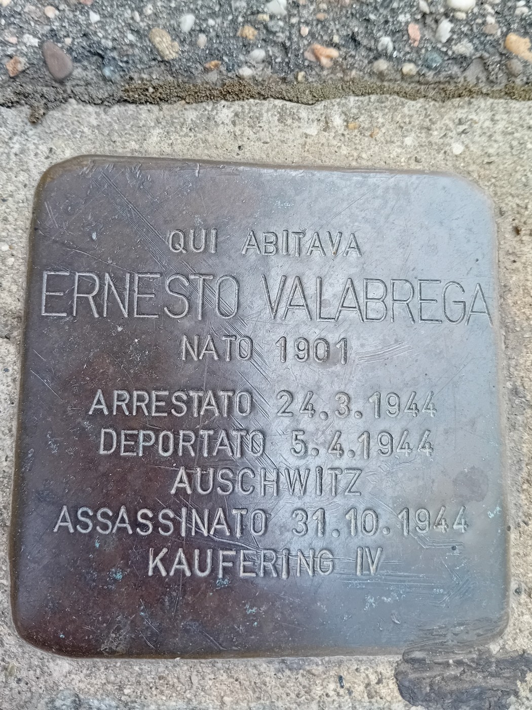 Pietra d'inciampo a Valabrega Ernesto, Comune di Torino (TO), foto 1