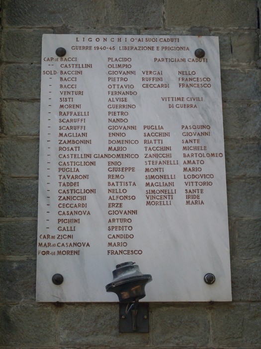 Lapidi commemorative ai caduti di Ligonchio, in memoria delle vittime della Seconda guerra mondiale.