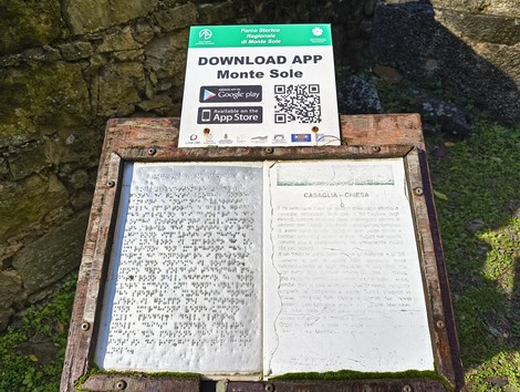 Rovine della chiesa di Casaglia, testimonianza storica immersa nel verde del Parco di Monte Sole.