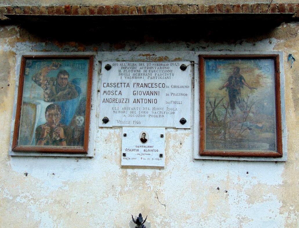 Monumento a Cassetta, Mosca, Andreuzzi e Visentin, commemorazione dedicata a figure significative.