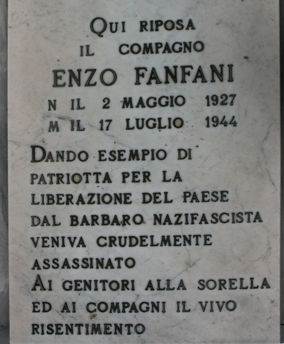 Sepolcro dei partigiani di San Martino alla Palma, memoriale di Enzo Fanfani, patriota e martire della Resistenza.