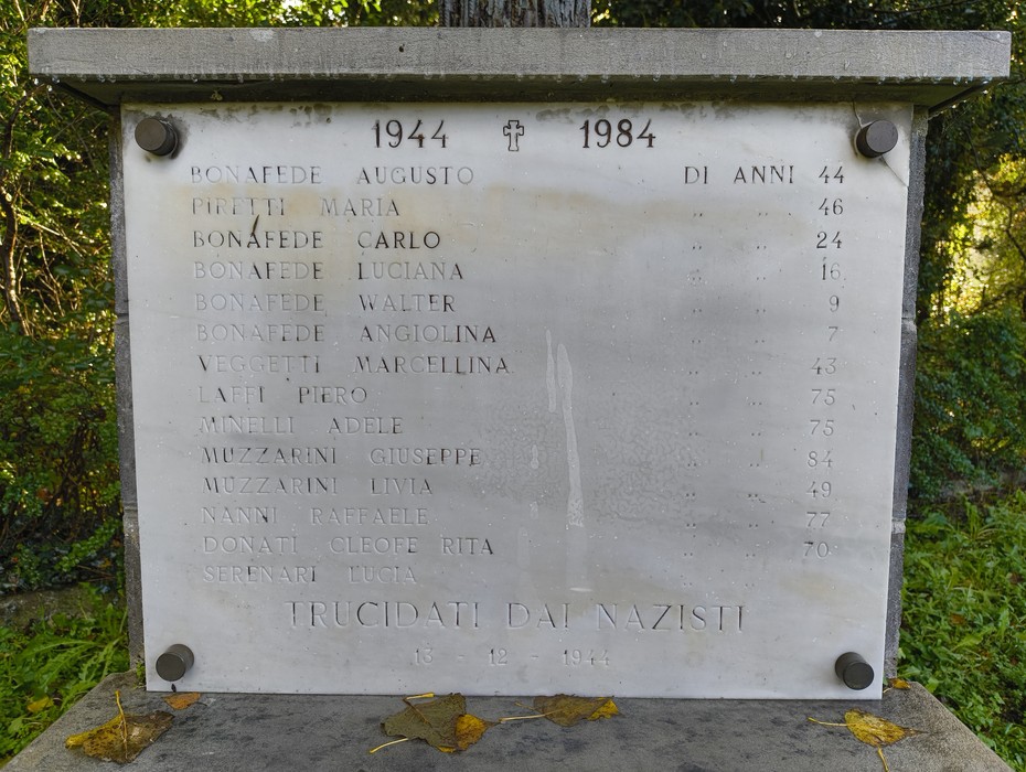 Monumento in memoria degli uccisi di Cavacchio, commemorando le vittime del nazismo tra il 1943 e il 1945.