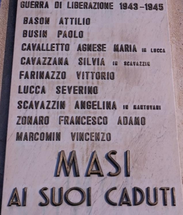 Monumento ai caduti di Masi, dedicato a coloro che hanno perso la vita nella guerra di liberazione.