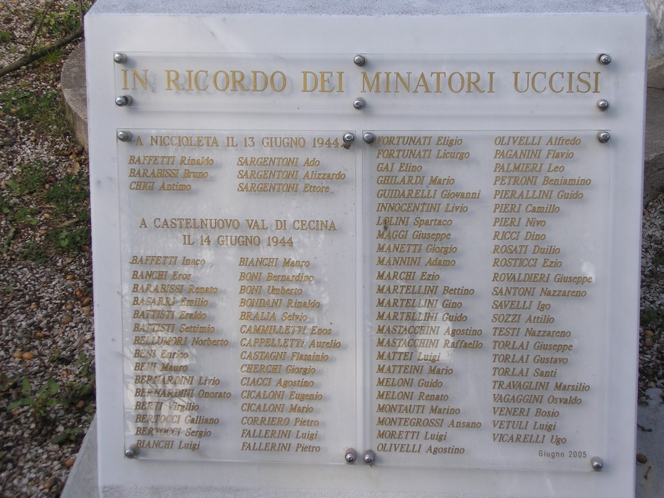 Monumento di Niccioleta, commemorazione dei minatori uccisi durante la Seconda Guerra Mondiale.