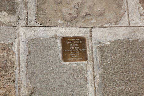 Pietra d'inciampo dedicata a Bartolomeo Meloni, commemorazione della sua storia.