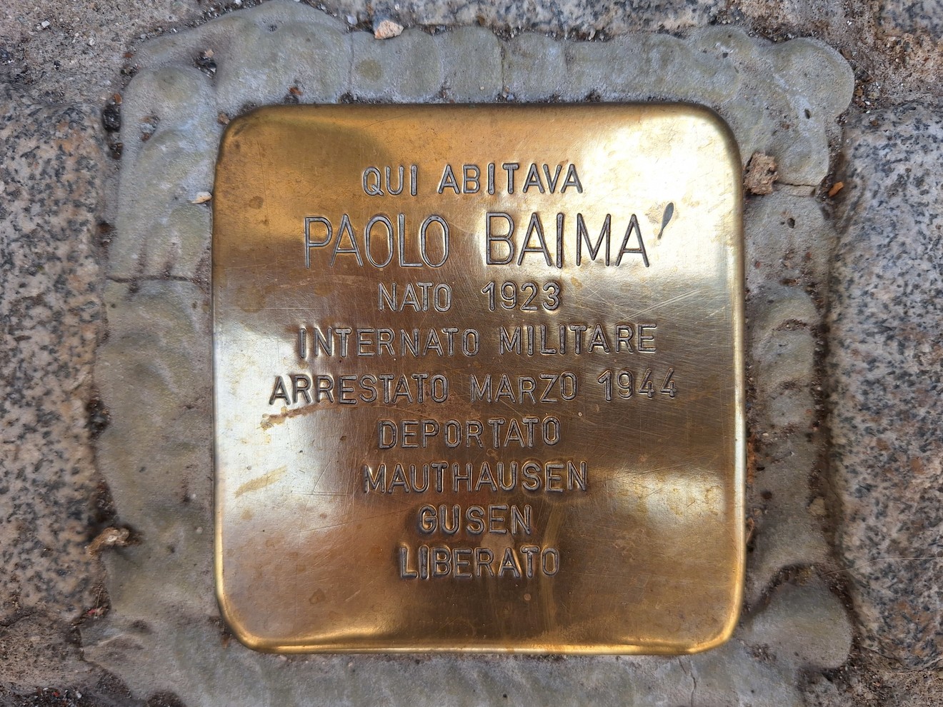 Pietra d'inciampo a Baima Paolo, Comune di Nole (TO), foto 1