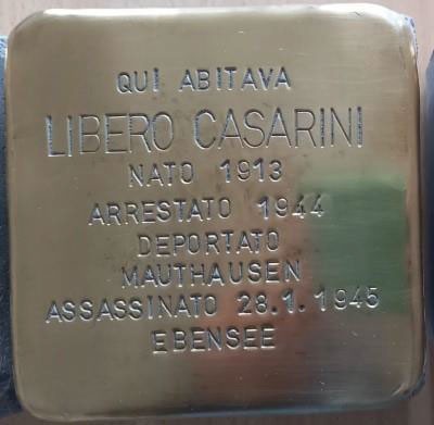 Pietra d'inciampo dedicata a Libero Casarini, vittima della deportazione e dell'Olocausto.