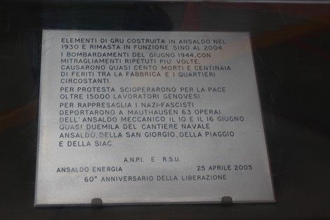 Monumento ai caduti dell'Ansaldo Elettrotecnico, omaggio ai lavoratori e alla memoria storica.