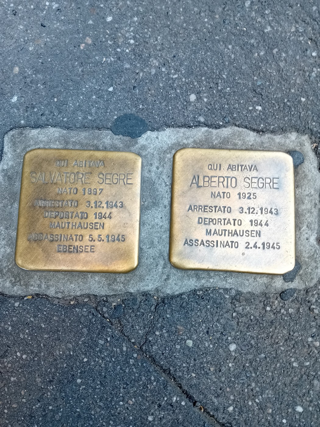 Pietre d'inciampo a Segre Alberto e Salvatore, Comune di Torino (TO), foto 1
