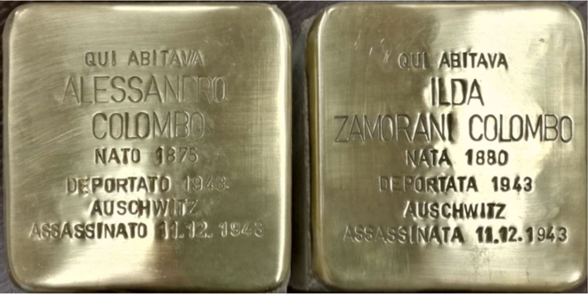 Pietre d'inciampo dedicati a Alessandro Colombo e Ilda Zamorani, vittime della persecuzione nazista.