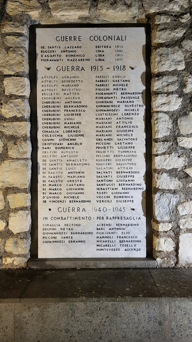 Monumento ai caduti di Rocca Canterano, commemorazione dei sotterranei nelle guerre coloniali e mondiali.