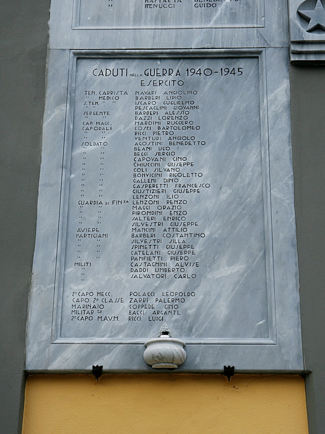 Lapide commemorativa dedicata ai caduti della Seconda Guerra Mondiale, ubicata presso il municipio.