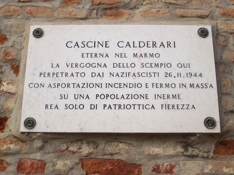 Lapide commemorativa per le vittime della rappresaglia nazifascista a Cascina Calderara, 26 novembre 1944.
