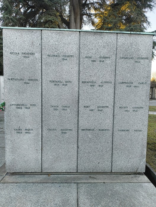 Monumento commemorativo con nomi e anni di vita di personalità ricordate, situato nel Campo della Gloria.